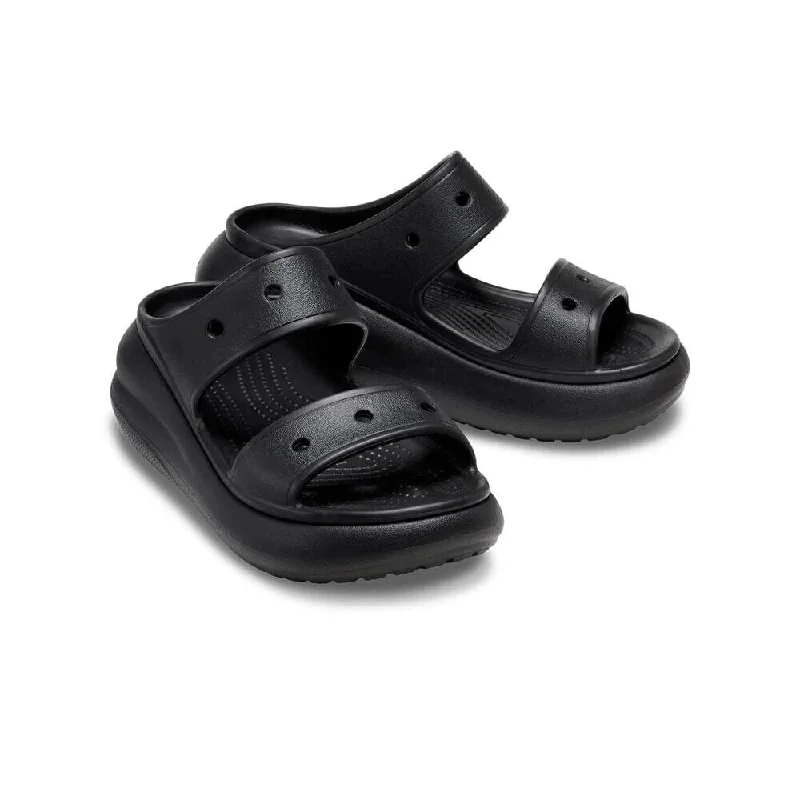 Men's sandals with a perforated leather upper for ventilationCrocs Classic 207670-001 Unisex US 11 Black Slip On Comfort Crush Sandals POW80