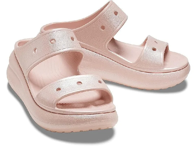 Men's sandals with a removable insole for cleaningCrocs Classic Crush 208602-6TY Men's Pink Clay Simmer Slip-on Sandals CRO102