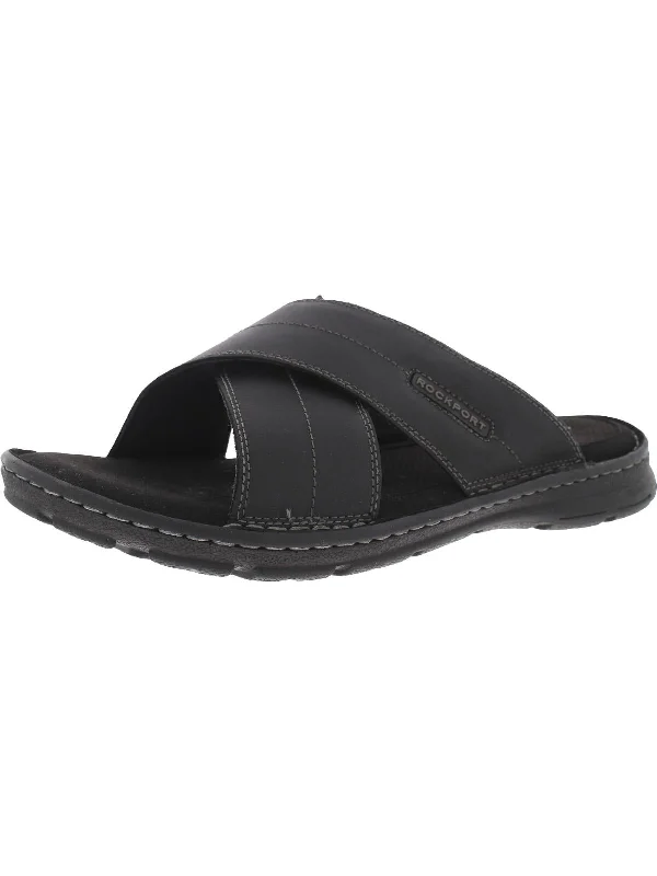 Men's sandals with a padded heelDarwyn Xband  Mens Leather Slip On Slide Sandals