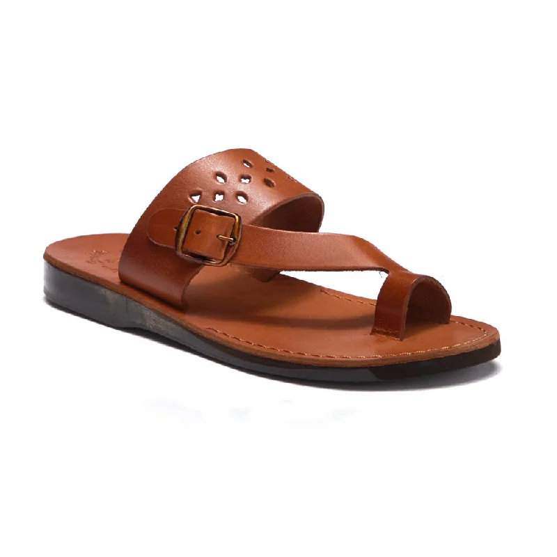 Men's sandals with a removable insole for cleaningEzra - Leather Cut Out Sandal | Honey