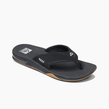 Men's sandals with a wide strap for supportReef Fanning Black Silver Men's Sandal