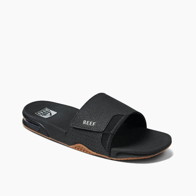 Men's sandals with a buckle closureReef Fanning Slide Black Silver Men's