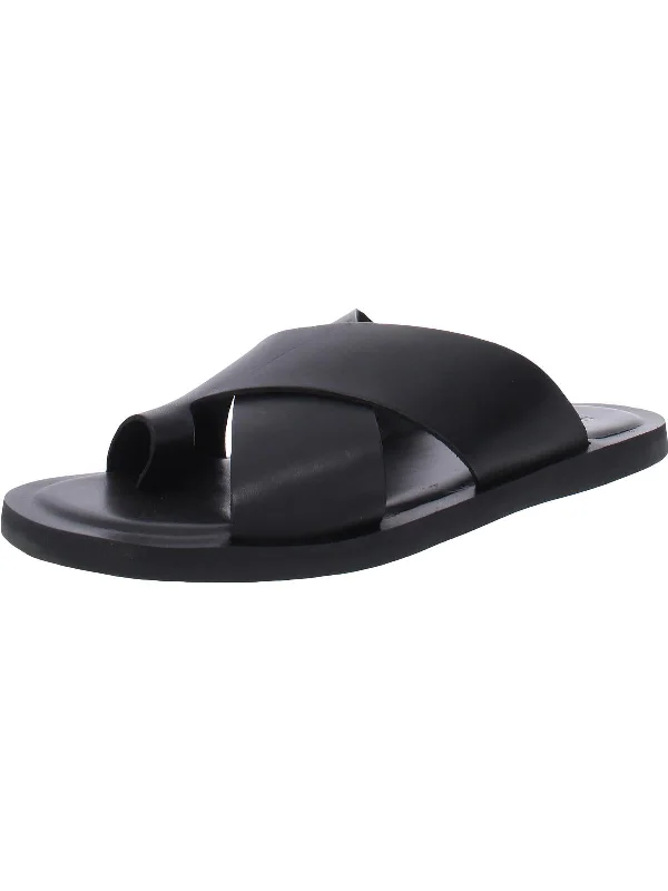 Men's sandals with a padded heelIdeal Mens Leather Slip On Slide Sandals