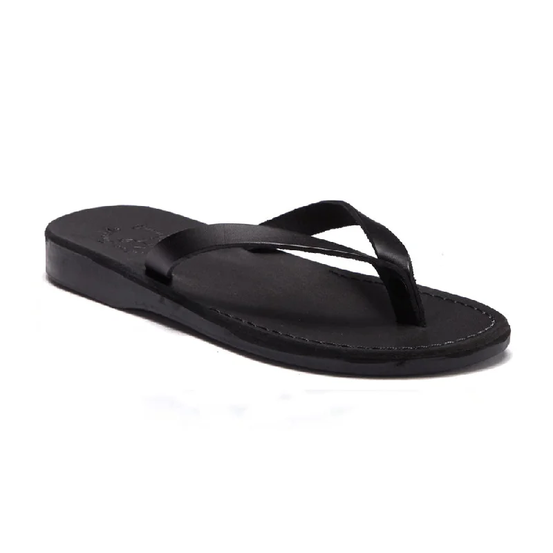 Men's sandals with a perforated leather upper for ventilationJaffa - Leather Flip Flop Sandal | Black