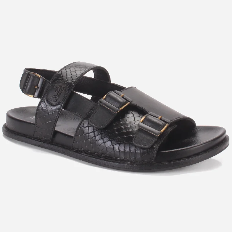Men's sandals with a padded heelMen "REEVZ" Leather Open Toe Summer Sandals