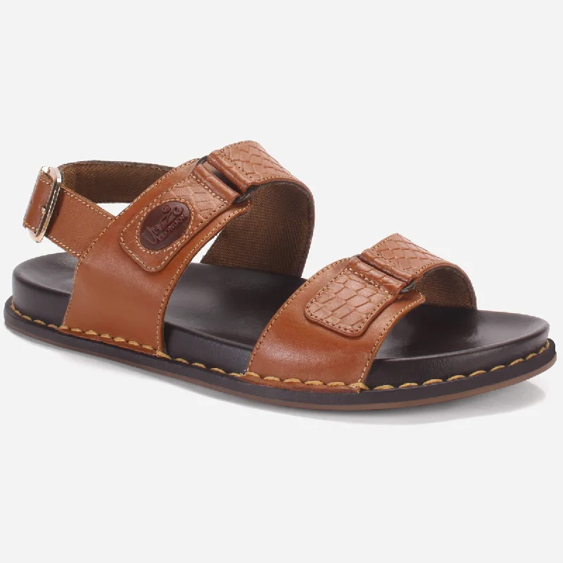 Men's sandals with a durable outer soleMen "VEERO" Leather Open Toe Summer Flat Sandals