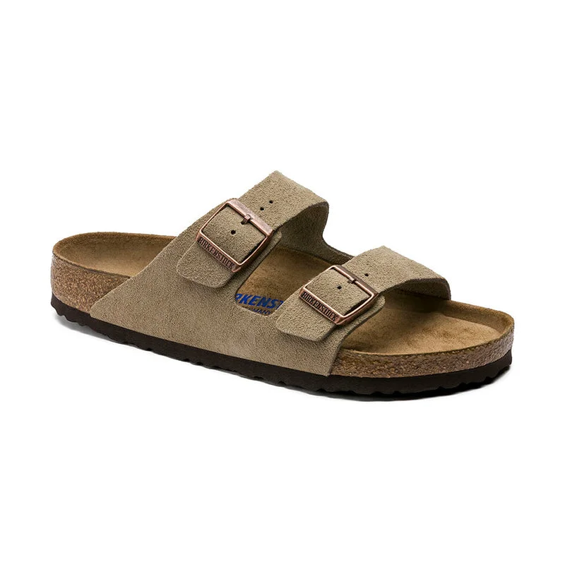 Men's sandals in a neutral color like black or brownMen's Arizona Soft Footbed Taupe Suede