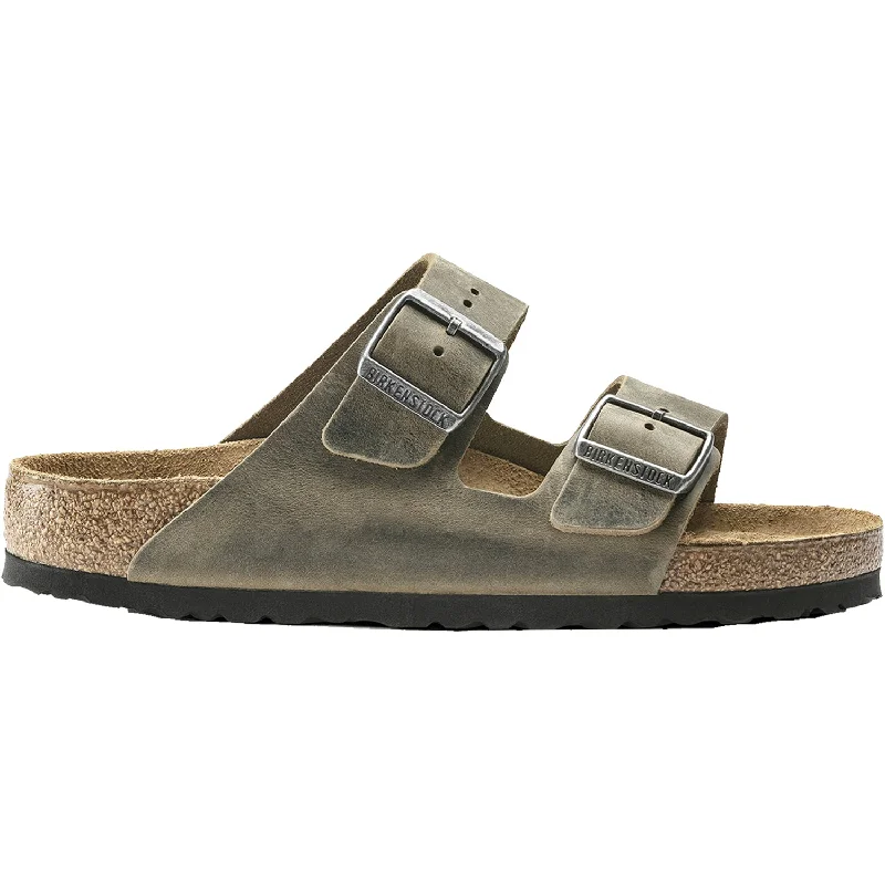 Men's sandals with a buckle closureMen's Birkenstock Arizona Soft Footbed Faded Khaki Oiled Leather
