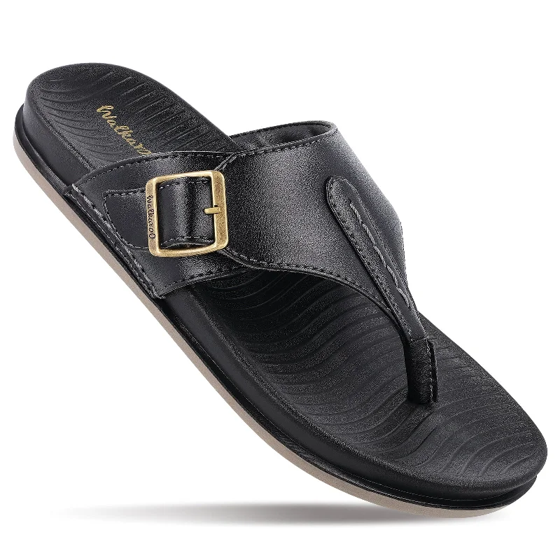 Men's leather sandals with an adjustable strapMen's Daily Wear Comfort Sandals - WE1024 Black