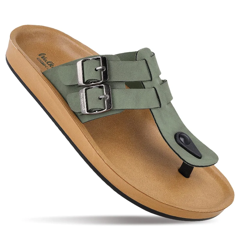 Men's leather sandals with an adjustable strapMen's Daily Wear Sandals - WE1345 Sage Green