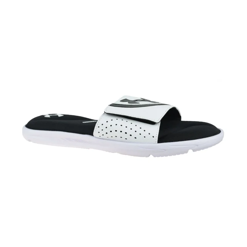 Men's sandals with a perforated leather upper for ventilationMen's Ignite Pro Slide White/White/Black