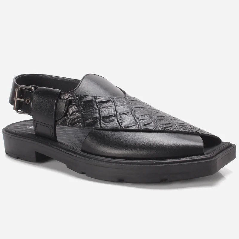 Flip - flop style men's sandals for beach wearMens "KAIDEN" Textured Leather Peshawari Sandals