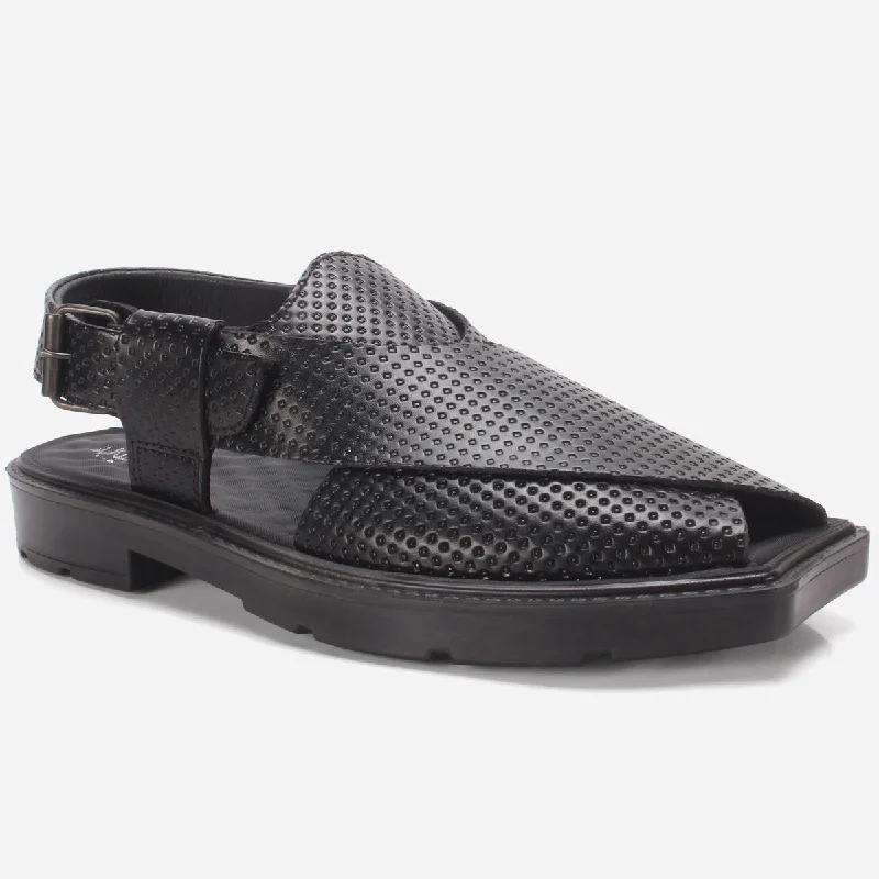 Men's sandals with a perforated leather upper for ventilationMens "KENYON" Leather Peshawari Sandals