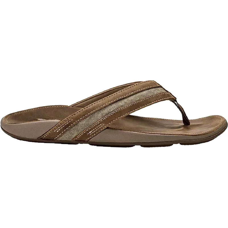Men's sandals with a perforated leather upper for ventilationMen's OluKai Ikoi Mustang Leather
