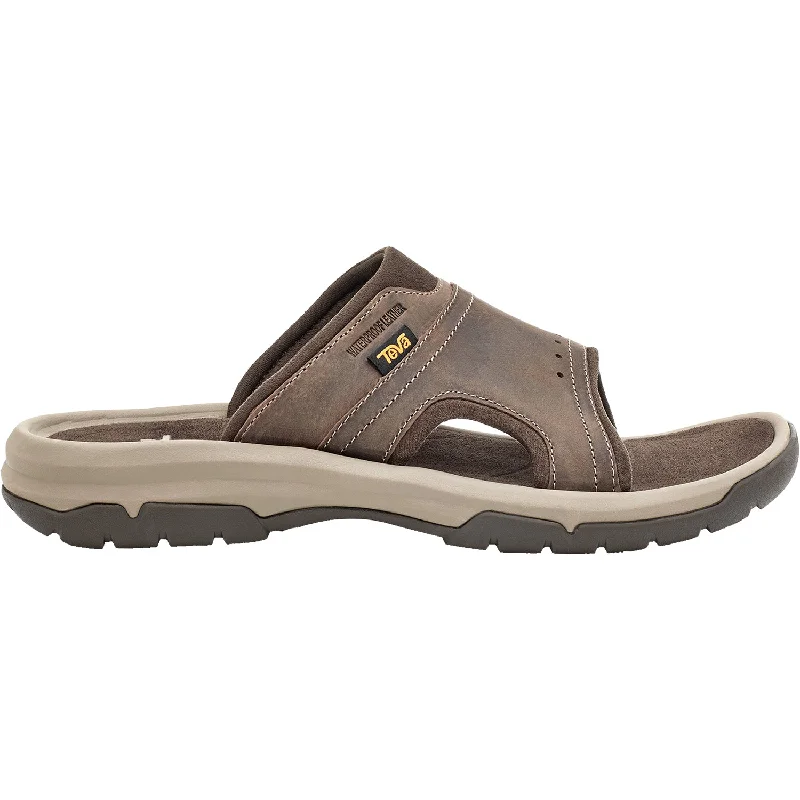 Men's sandals with a durable outer soleMen's Teva Langdon Slide Walnut Leather