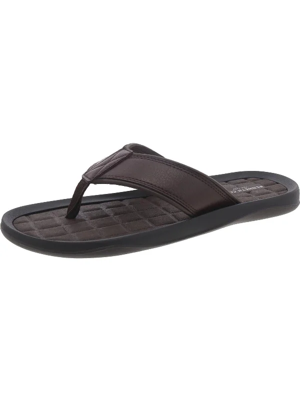 Men's sandals with a decorative buckle or charmMens Thong Flat Slide Sandals