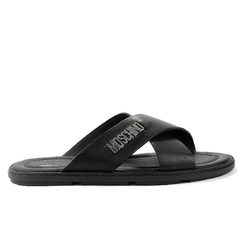 Men's sandals with a removable insole for cleaningMoschino Vit. Bost Fashion Sandals - Nero - Mens