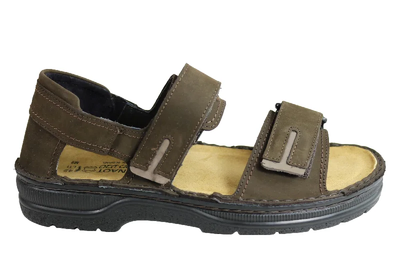Men's sandals with a stretchy strap for a better fitNaot Martin Mens Comfort Adjustable Orthotic Friendly Leather Sandals