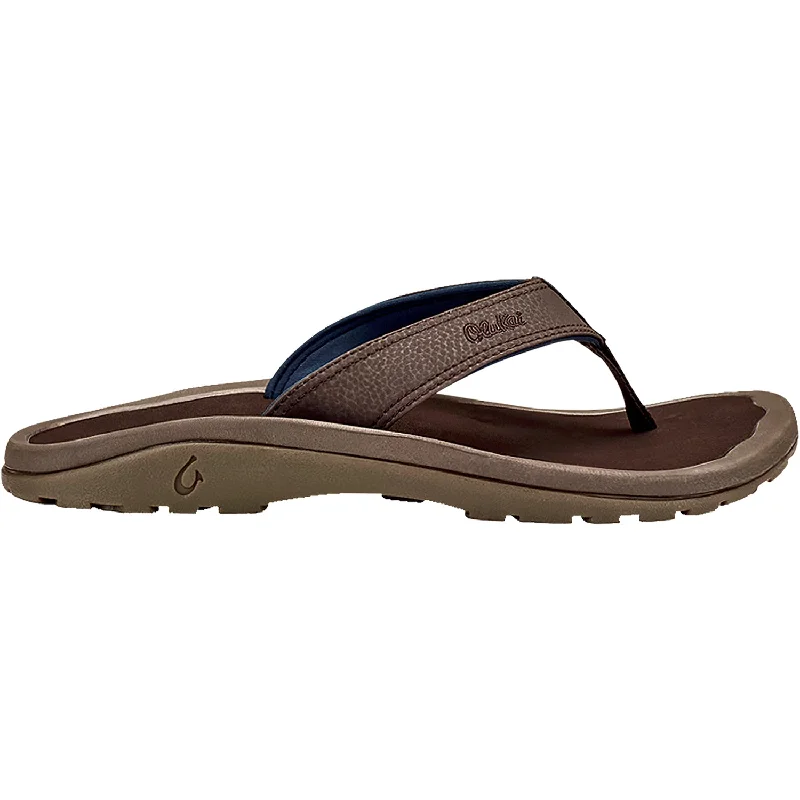 Men's leather sandals with an adjustable strapMen's OluKai Ohana Dark Wood/ Dark Wood Synthetic