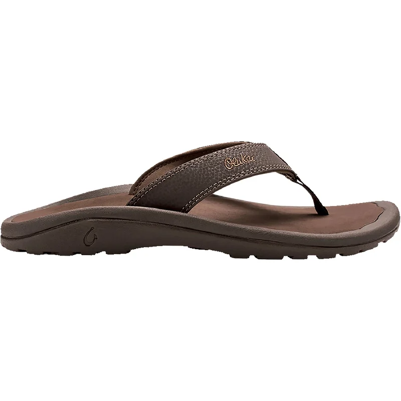 Men's leather sandals with an adjustable strapMen's OluKai Ohana Dark Java/Ray Synthetic Leather