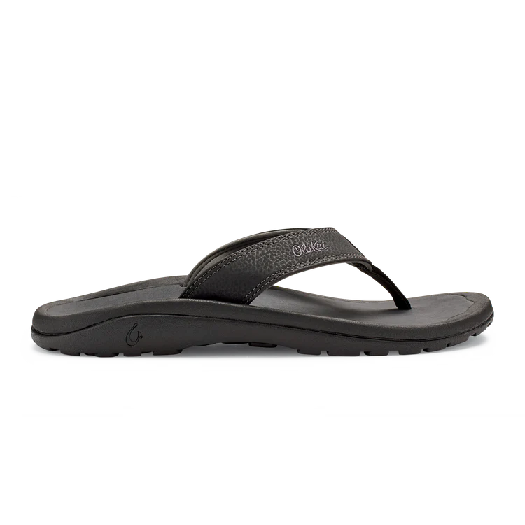 Men's leather sandals with an adjustable strapOLUKAI OHANA MEN BLACK DARK SHADOW