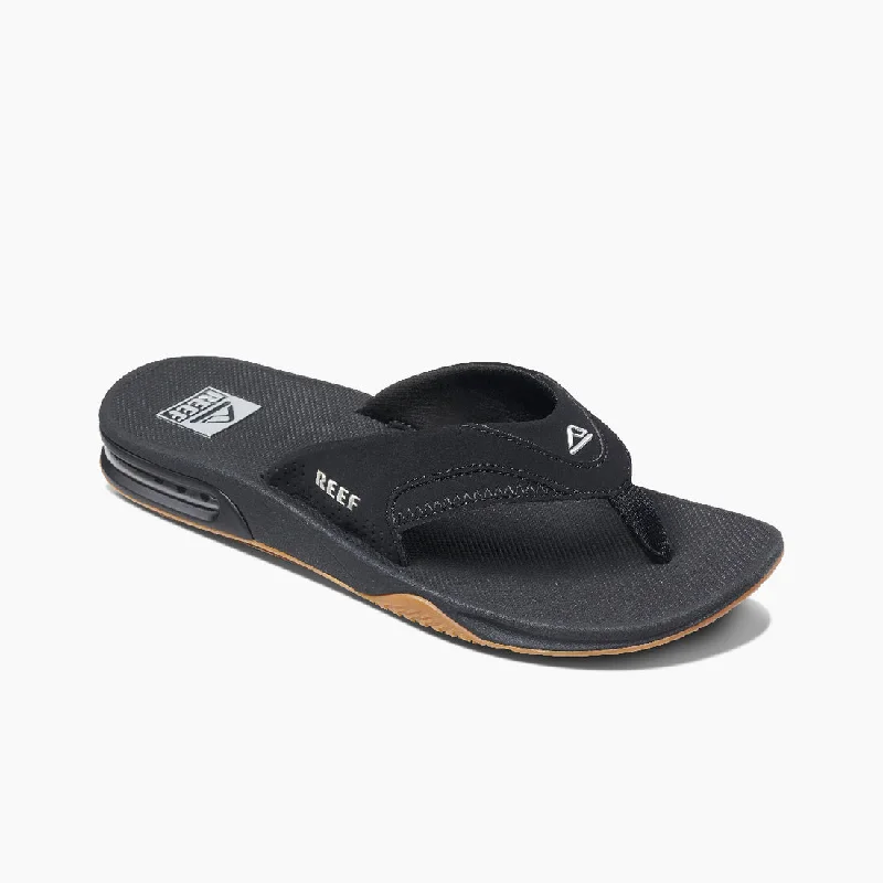 Men's sandals with a buckle closureReef Fanning Sandal-Black/Silver