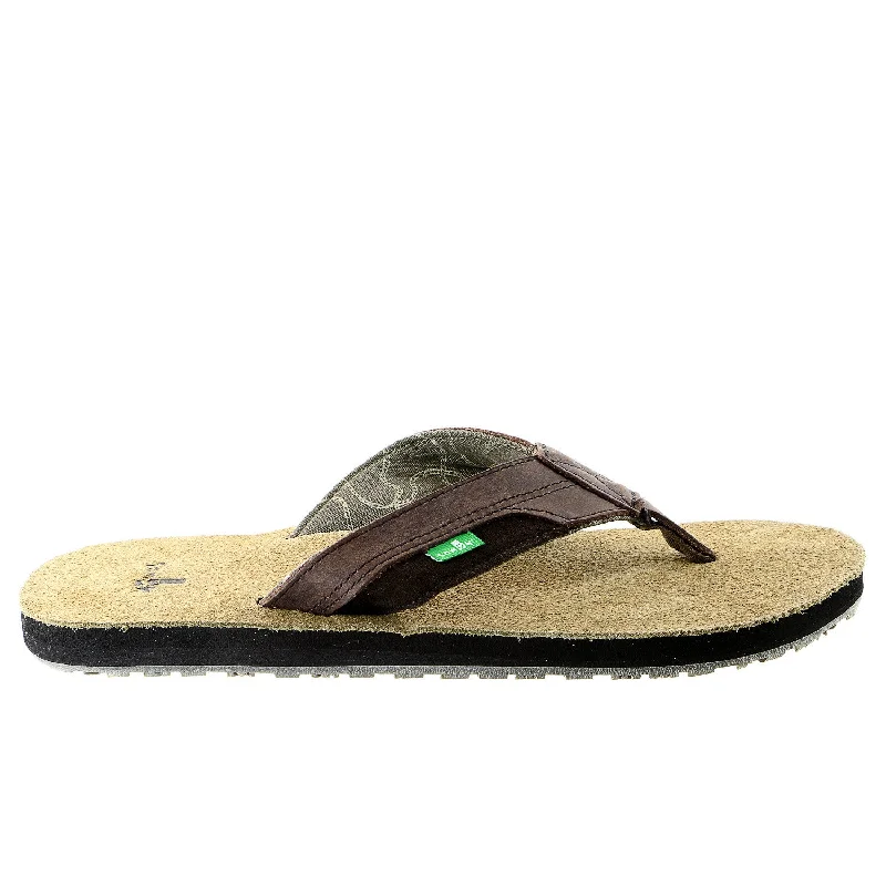 Men's sandals with a leather lining for comfortSanuk Sheriff Flip Flop Sandal - Dark Brown - Mens