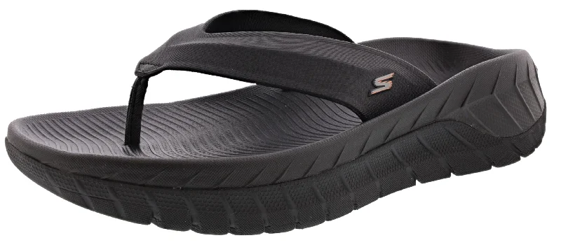 Men's sandals with a perforated leather upper for ventilationSkechers Men's Go Recovery Lightweight Athletic Sandals