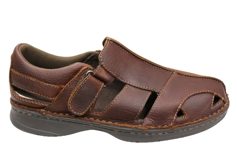 Waterproof men's sandals for water activitiesSlatters Ayr II Mens Leather Comfortable Closed Toe Sandals Shoes