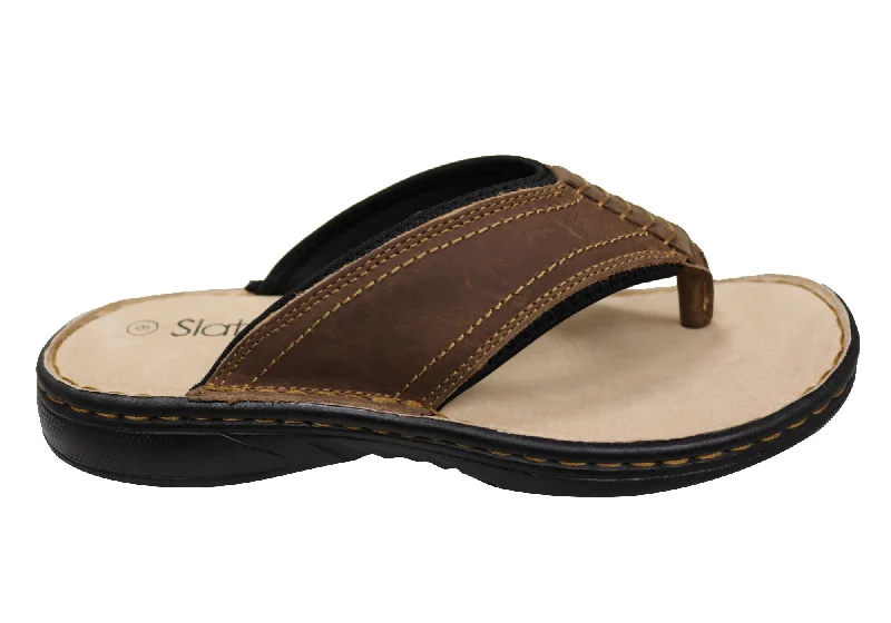 Men's sandals with a padded heelSlatters Kyte Mens Comfortable Leather Thongs Flip Flops