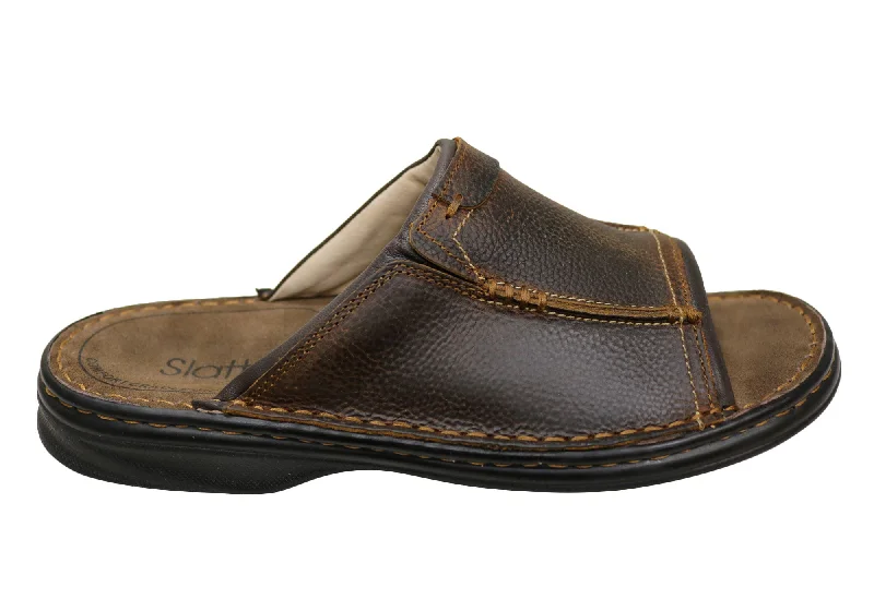Waterproof men's sandals for water activitiesSlatters Tonga Mens Comfortable Leather Slides Sandals