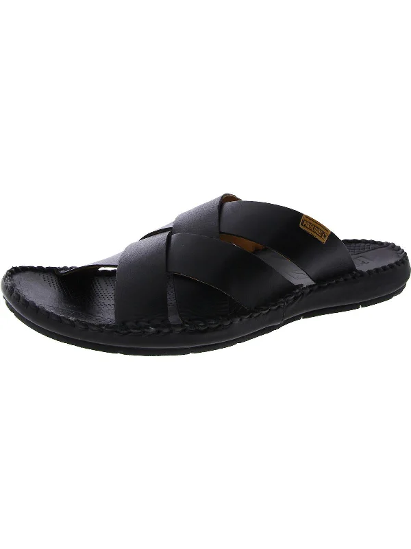 Men's sandals with a durable outer soleTarifa Womens Leather Flat Slide Sandals