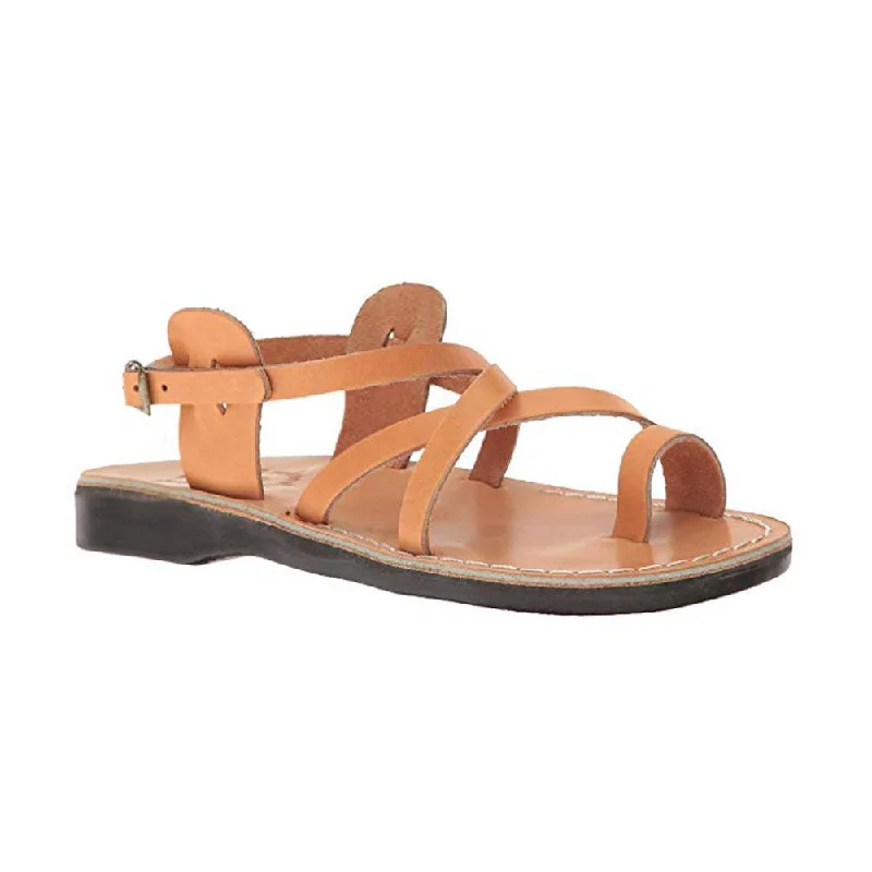 Men's sandals with a wide strap for supportThe Good Shepherd Buckle - Leather Toe Loop Sandal | Tan