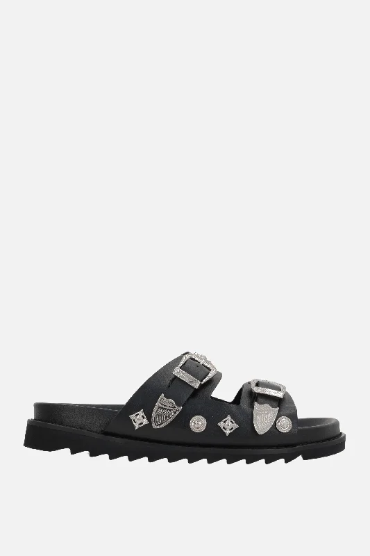Men's sandals with a leather lining for comfortstudded smooth leather flat sandals