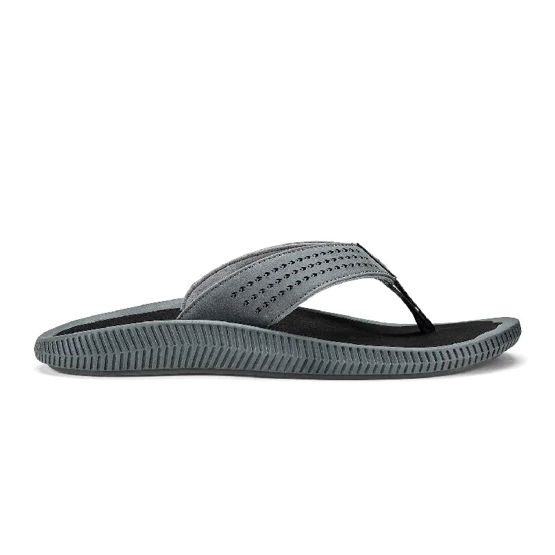 Men's sandals with a perforated leather upper for ventilationUlele - Dark Shadow