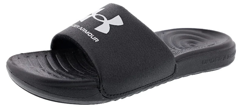Men's sandals in a neutral color like black or brownUnder Armour Men's Ansa Fixed Strap Slides