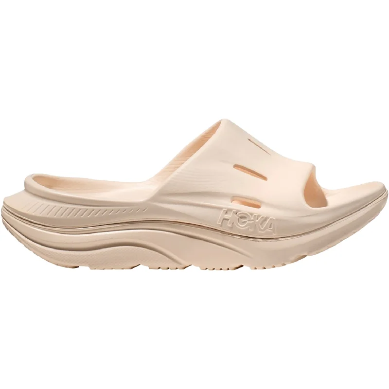 Men's sandals with a rubber sole for tractionUnisex Hoka Ora Recovery Slide 3 Vanilla/Vanilla EVA