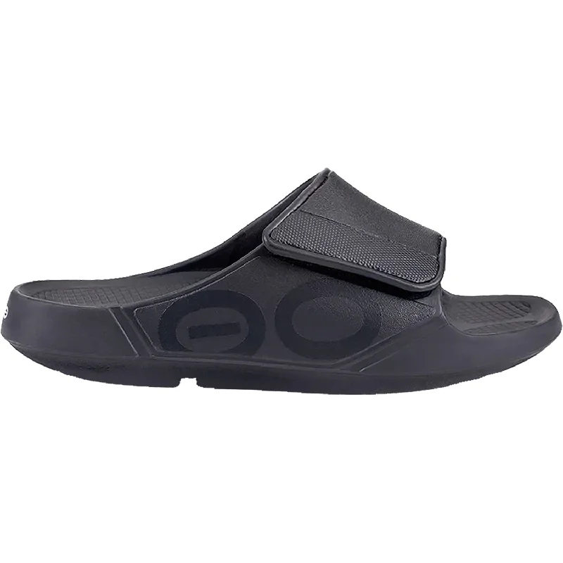 Men's sandals with a cushioned footbedUnisex OOFOS OOahh Sport Flex Black Matte Synthetic