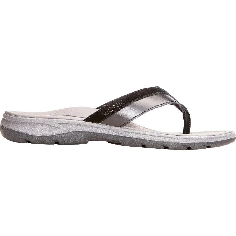 Men's sandals with a contrast stitching detailMen's Vionic Dennis Black Leather