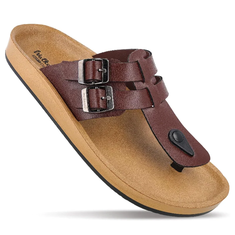 Men's sandals with a wide strap for supportMen's Daily Wear Sandals - WE1345 Brown