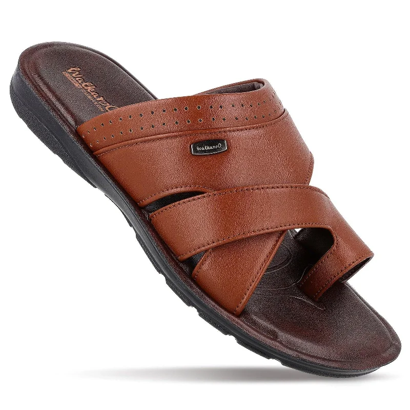 Men's sandals with a decorative buckle or charmMen's Daily Wear and Office Sandals - WE1354 Brown