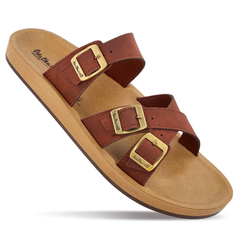 Men's sandals with a buckle closureMen's Daily Wear Sandals - WE1361 Barn Red