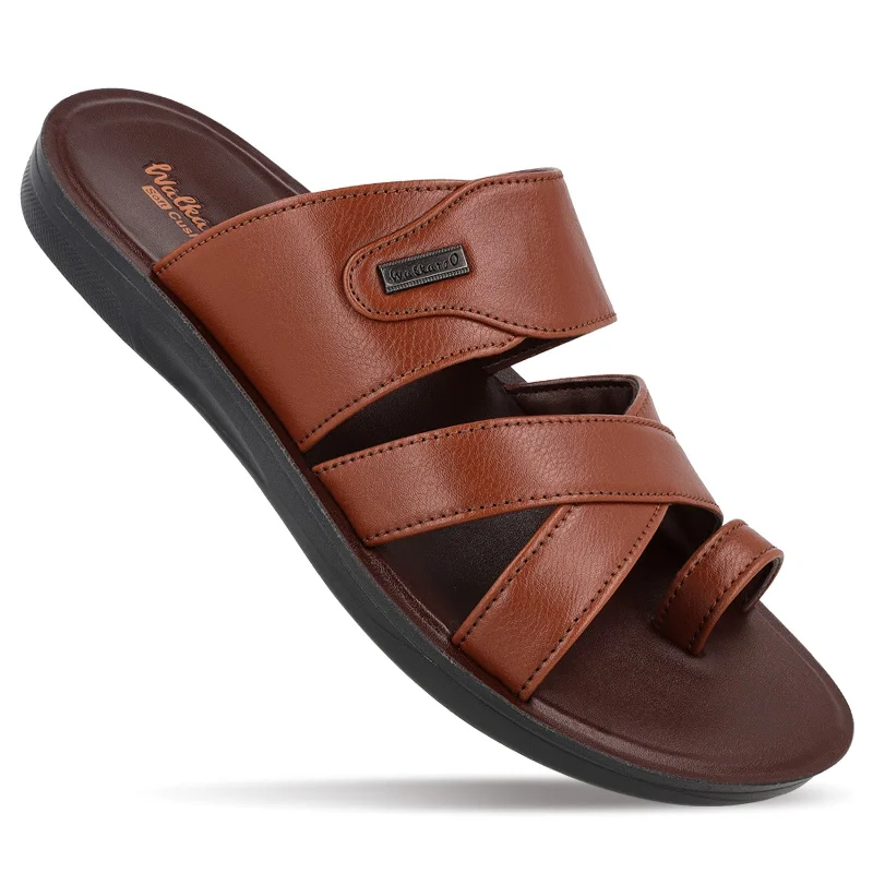 Men's sandals with a decorative buckle or charmMen's Daily Wear and Office Sandals - WE1326 B Brown