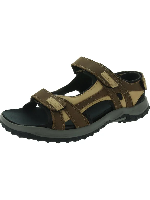 Men's sandals with a wide strap for supportWarren Mens Leather Mesh Fisherman Sandals