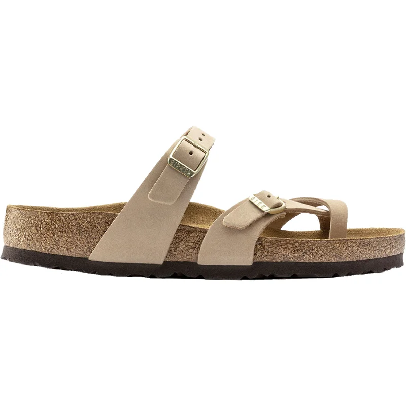 Men's sandals with a durable outer soleWomen's Birkenstock Mayari Soft Footbed Sandcastle Nubuck