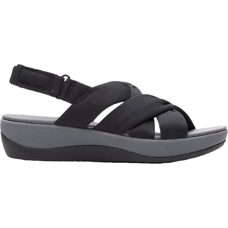 Men's sandals with a flexible sole for easy movementWomen's Clarks Cloudsteppers Arla Meg Black Fabric