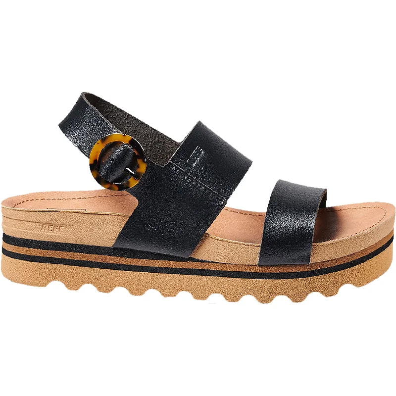 Men's sandals with a rubber sole for tractionWomen's Reef Vista Hi Buckle Black/Tan Synthetic