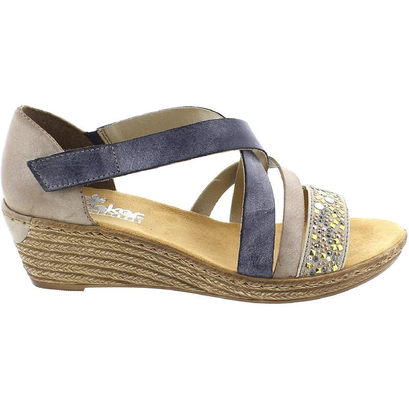 Men's sandals with a decorative buckle or charmWomen's Rieker 62405-42 Fanni 05 Grey/Steel/Denim Synthetic