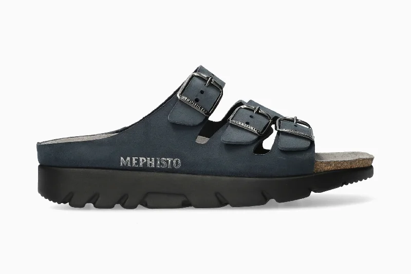 Men's leather sandals with an adjustable strapZach Fit. - Navy
