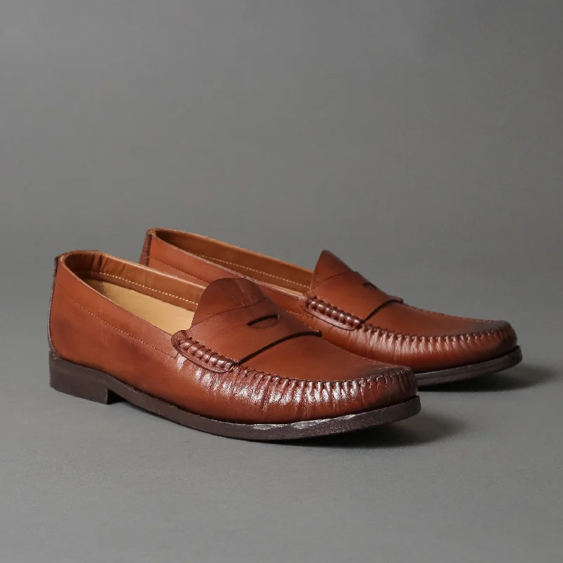 Men's leather loafers with a penny slot2009 Brown